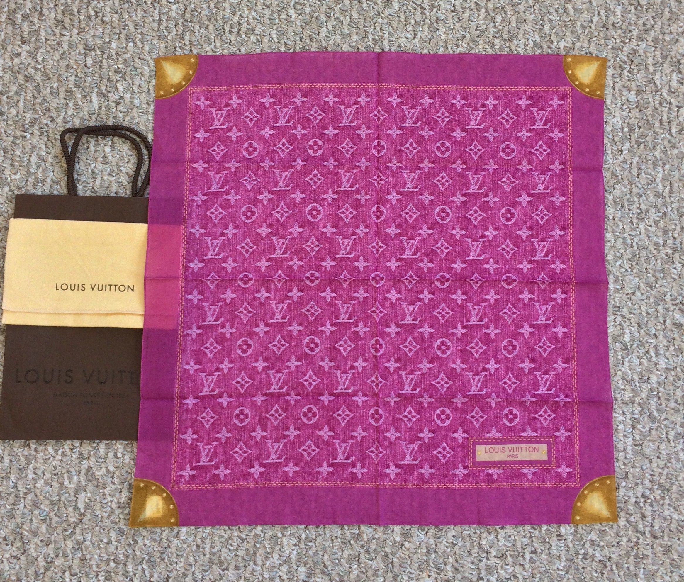 image of New S/s 2006 Louis Vuitton Denim Monogram Scarf in Pink, Men's