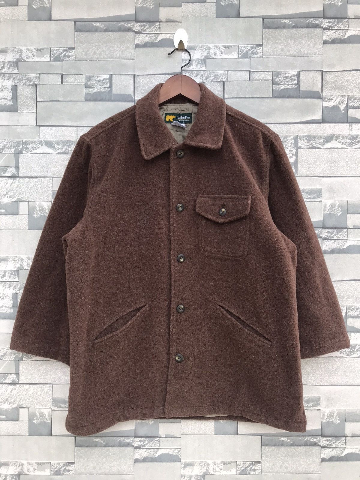 Golden Bear × Japanese Brand Vintage Golden Bear Wool Brown Jacket - Tag Size S, Fits M Size US S / EU 44-46 / 1 - 1 Thumbnail