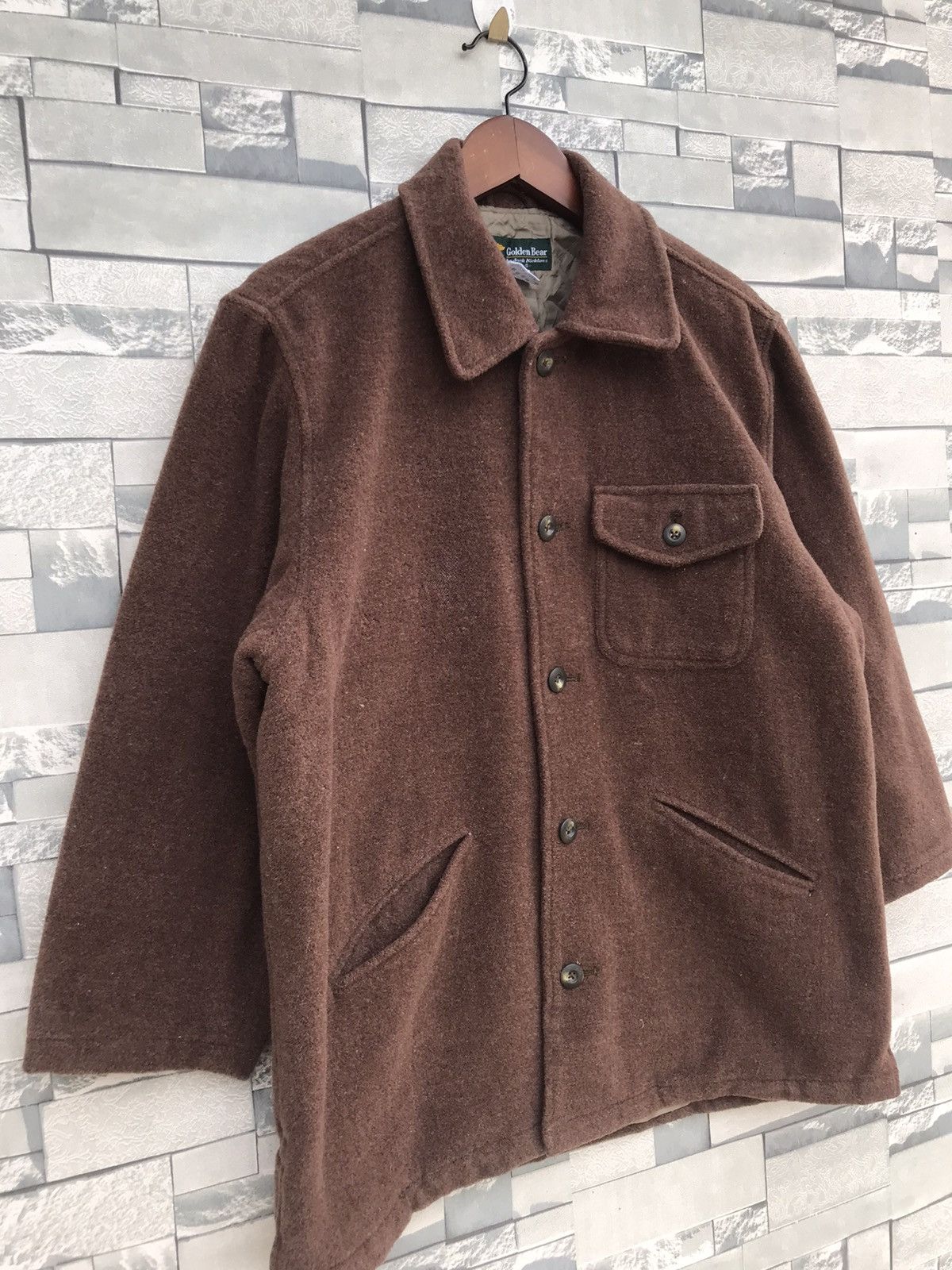 Golden Bear × Japanese Brand Vintage Golden Bear Wool Brown Jacket - Tag Size S, Fits M Size US S / EU 44-46 / 1 - 6 Thumbnail