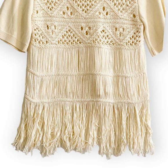 Jonathan Simkhai NWT Jonathan Simkhai Delphine Macrame Knit Sweater, Ivory, Size S / US 4 / IT 40 - 4 Thumbnail