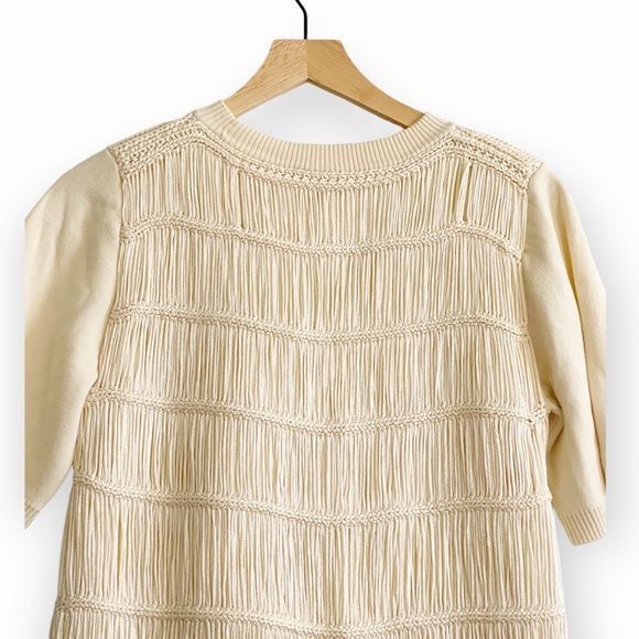 Jonathan Simkhai NWT Jonathan Simkhai Delphine Macrame Knit Sweater, Ivory, Size S / US 4 / IT 40 - 5 Thumbnail
