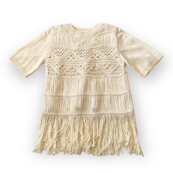 Jonathan Simkhai NWT Jonathan Simkhai Delphine Macrame Knit Sweater, Ivory, Size S / US 4 / IT 40 - 8 Thumbnail