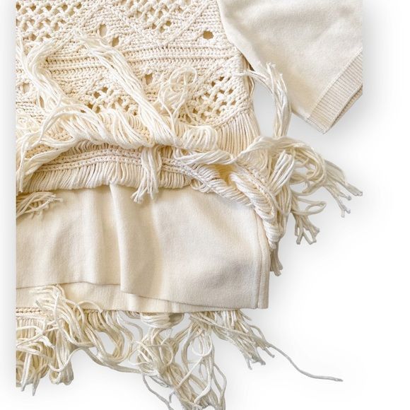Jonathan Simkhai NWT Jonathan Simkhai Delphine Macrame Knit Sweater, Ivory, Size S / US 4 / IT 40 - 9 Thumbnail