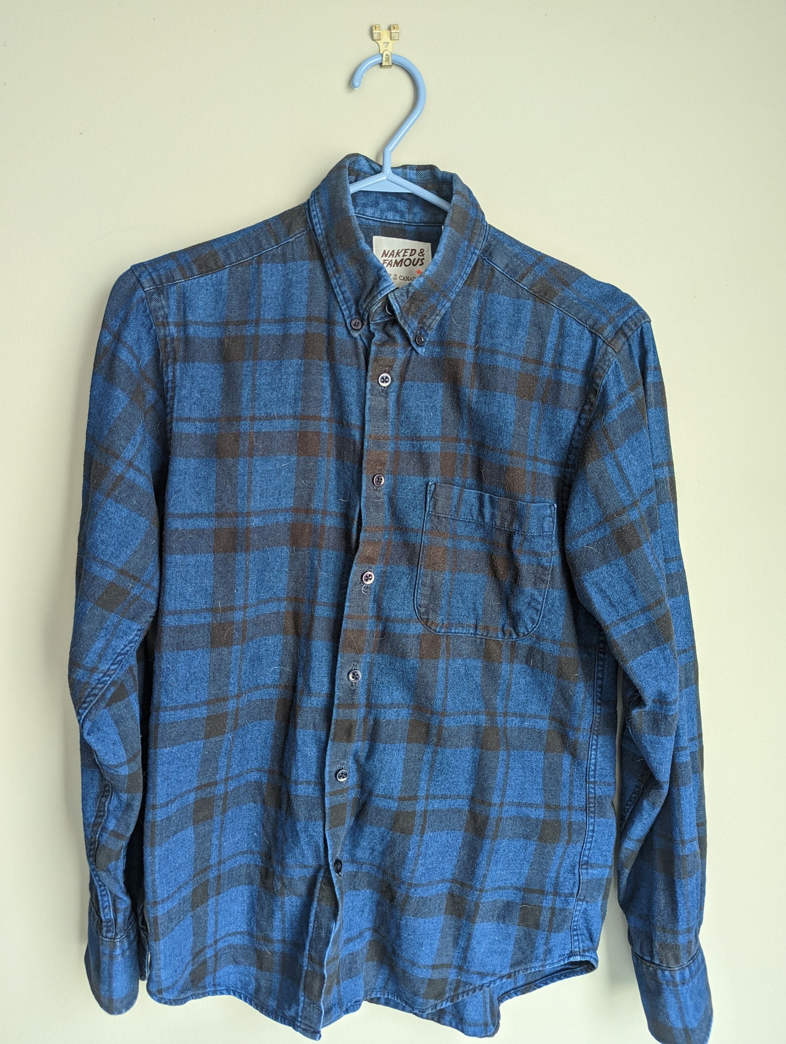 Real indigo plaid shirt