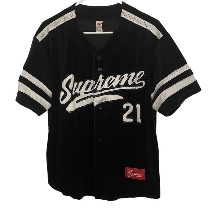 Supreme Supreme FW20 Velour Baseball Jersey (Black) | Grailed