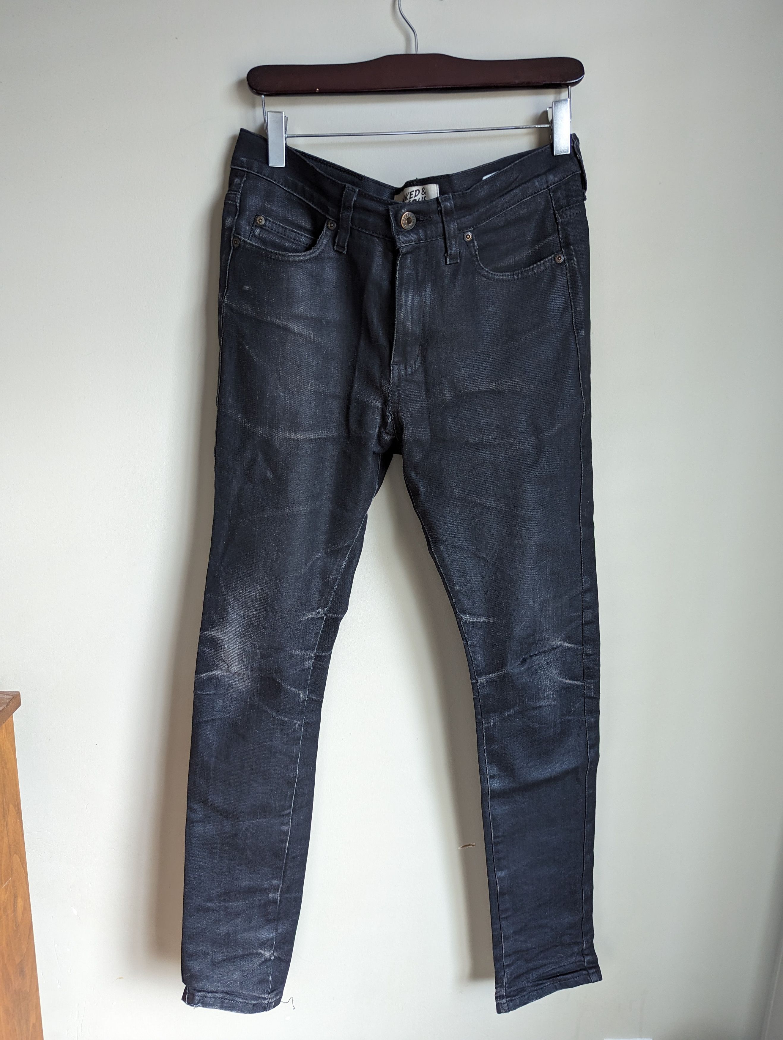 Naked & Famous Stacked guy-black waxed denim Size US 29 - 1 Thumbnail