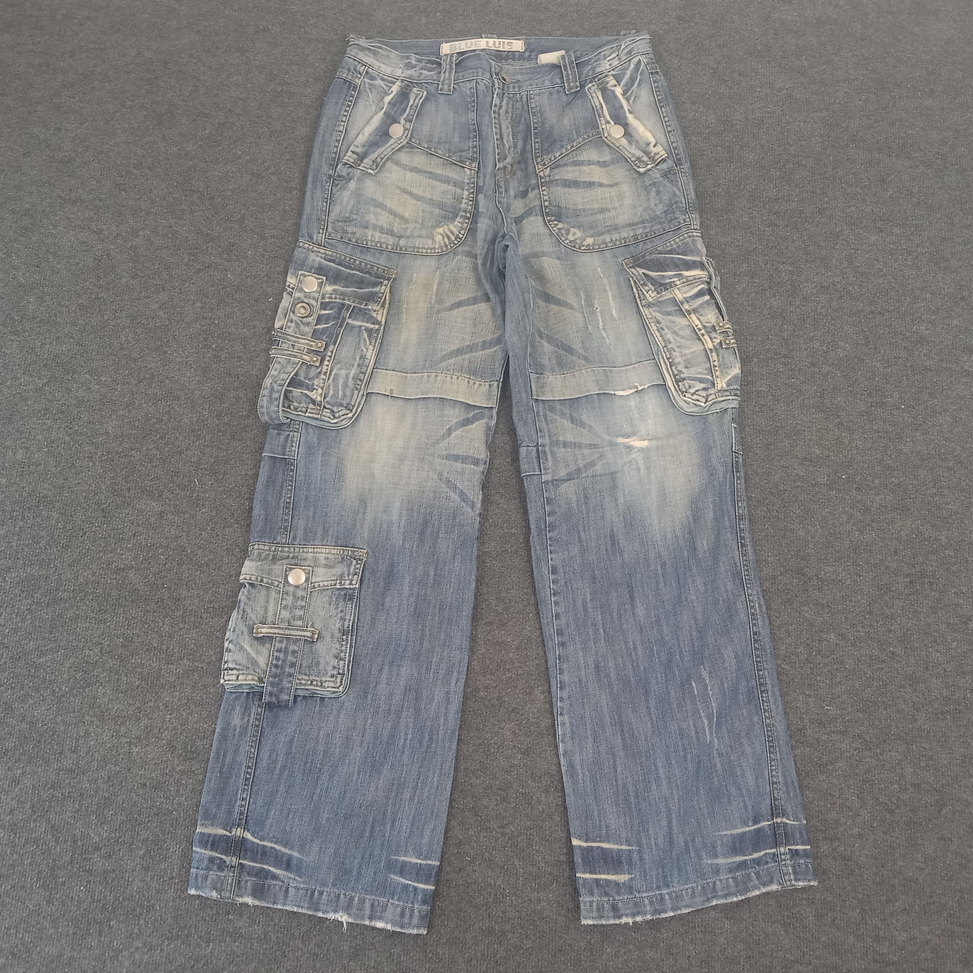 Designer × Japanese Brand BLUE LUIS MultiPocket Military Style Denim Jeans Size US 32 / EU 48 - 1 Thumbnail