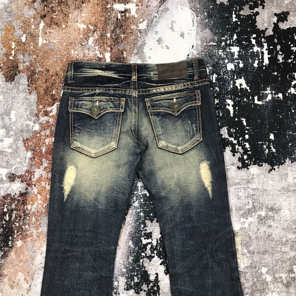 Japanese Brand × Vintage Vintage Japanese Body Beauty Flare Dirty Distressed Jeans Size 29" - 6 Thumbnail