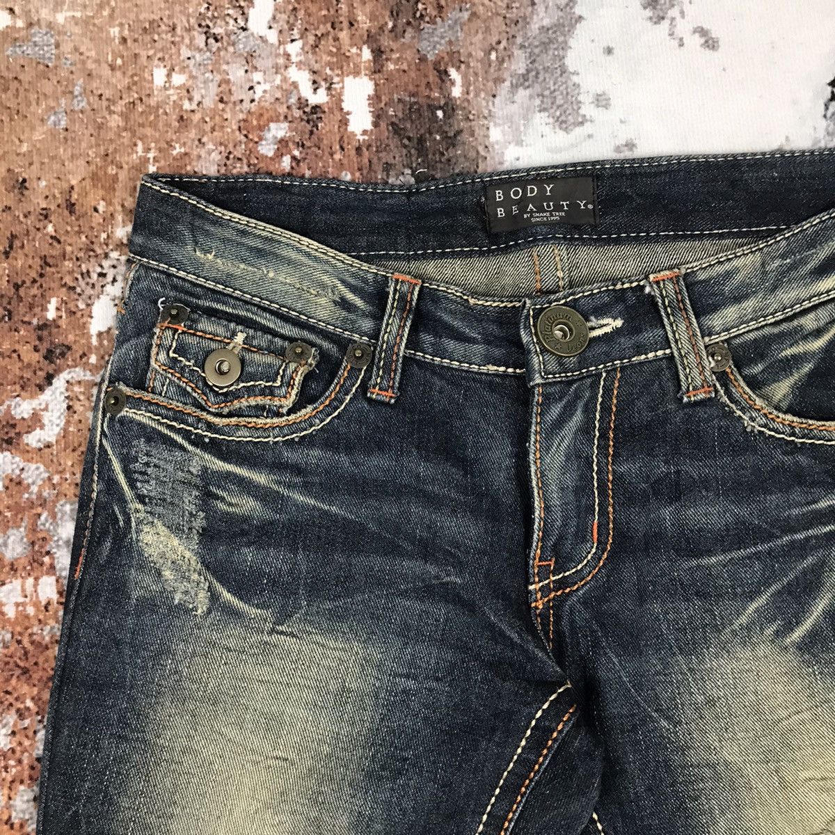 Japanese Brand × Vintage Vintage Japanese Body Beauty Flare Dirty Distressed Jeans Size 29" - 3 Thumbnail