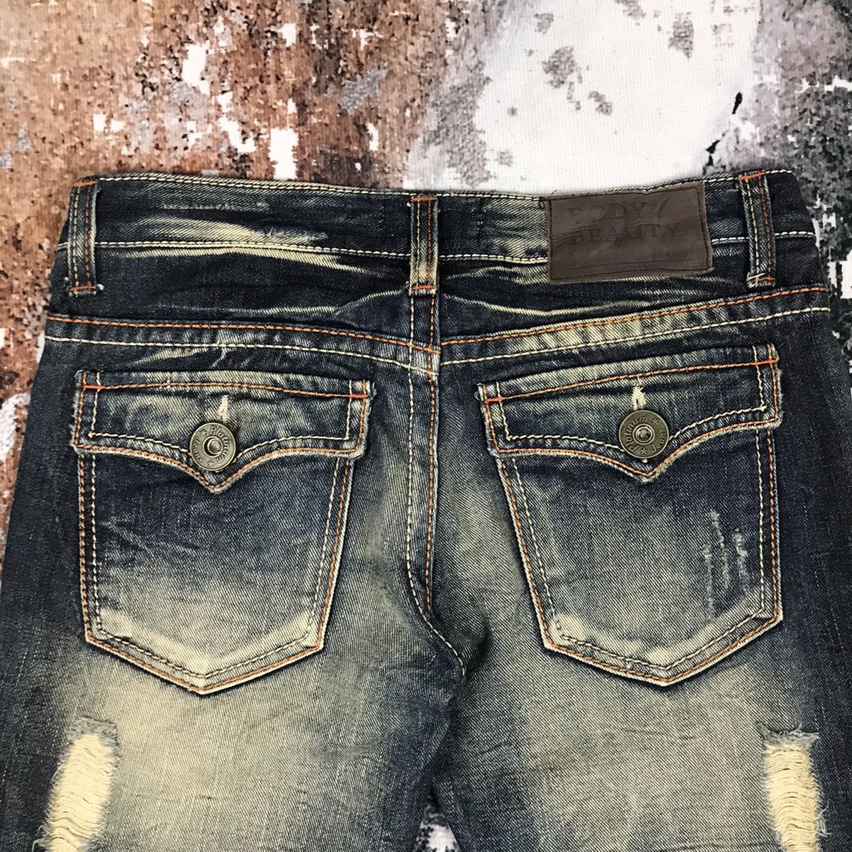 Japanese Brand × Vintage Vintage Japanese Body Beauty Flare Dirty Distressed Jeans Size 29" - 7 Thumbnail