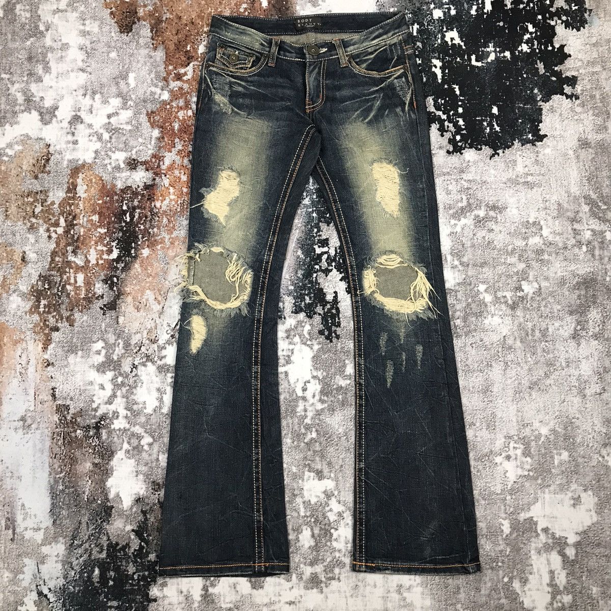 Japanese Brand × Vintage Vintage Japanese Body Beauty Flare Dirty Distressed Jeans Size 29" - 1 Thumbnail