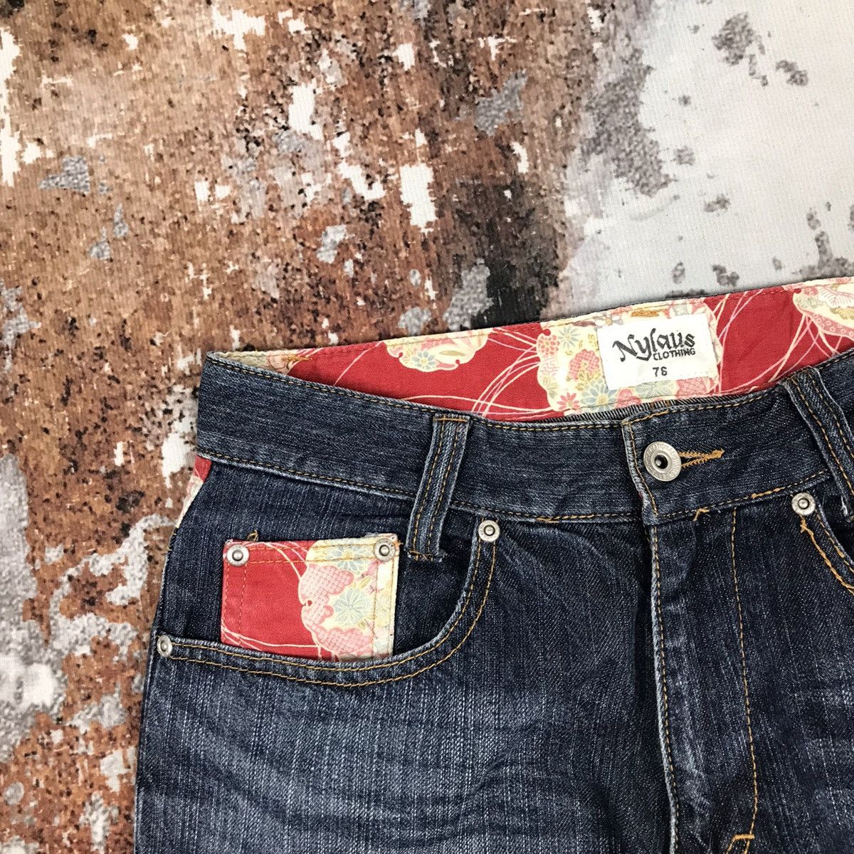 Designer × Japanese Brand × Vintage Japanese Nylaus Flowel Design Jeans Size 29" - 8 Thumbnail