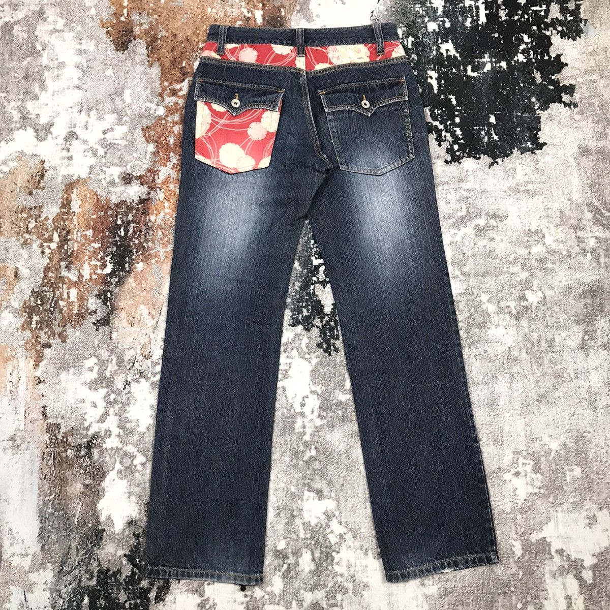 Designer × Japanese Brand × Vintage Japanese Nylaus Flowel Design Jeans Size 29" - 1 Thumbnail