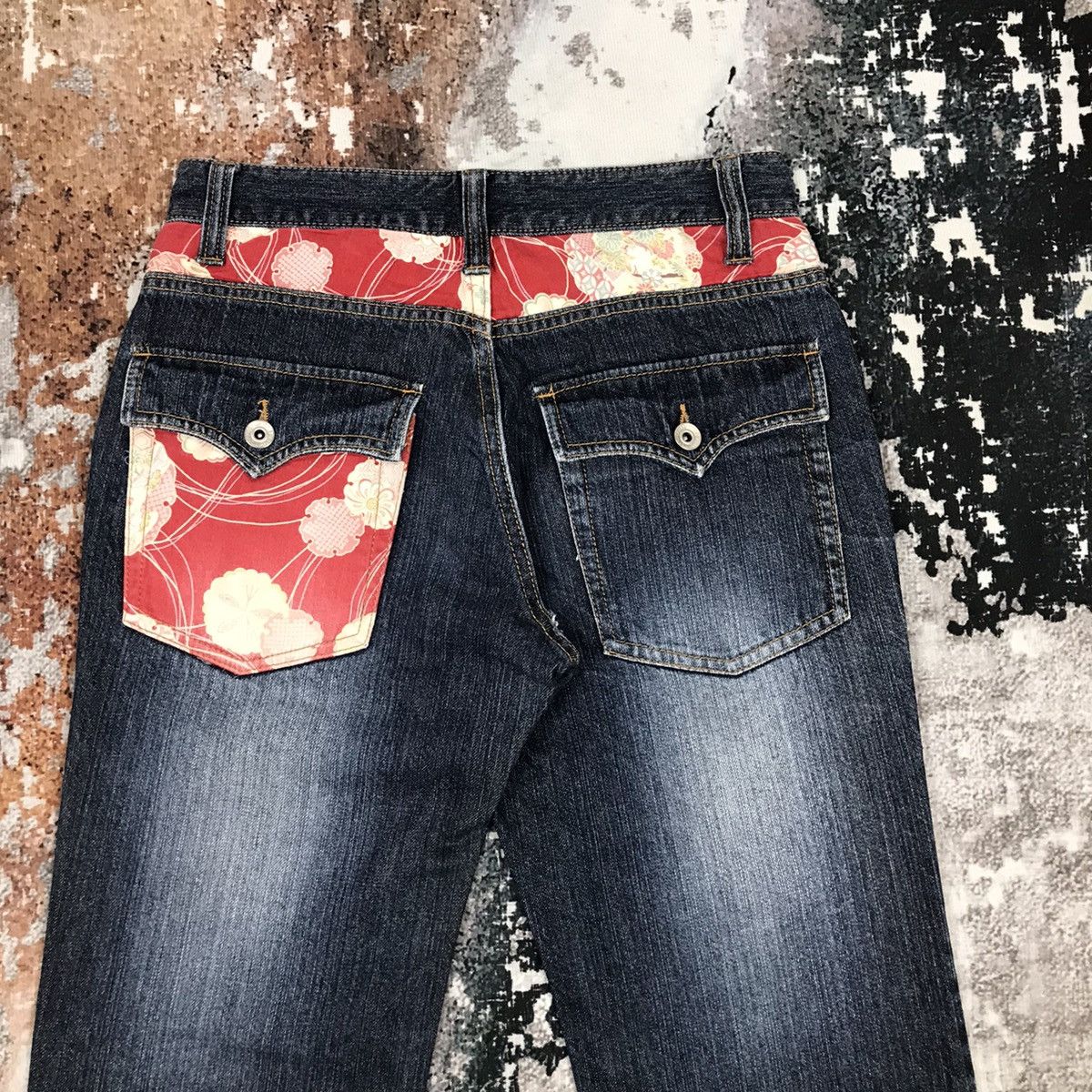 Designer × Japanese Brand × Vintage Japanese Nylaus Flowel Design Jeans Size 29" - 2 Thumbnail