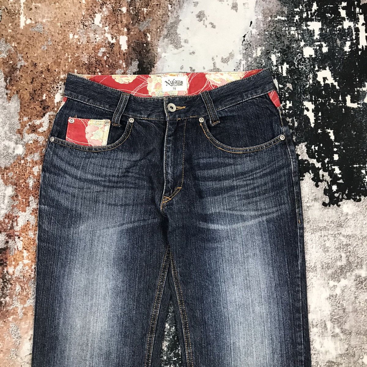 Designer × Japanese Brand × Vintage Japanese Nylaus Flowel Design Jeans Size 29" - 7 Thumbnail