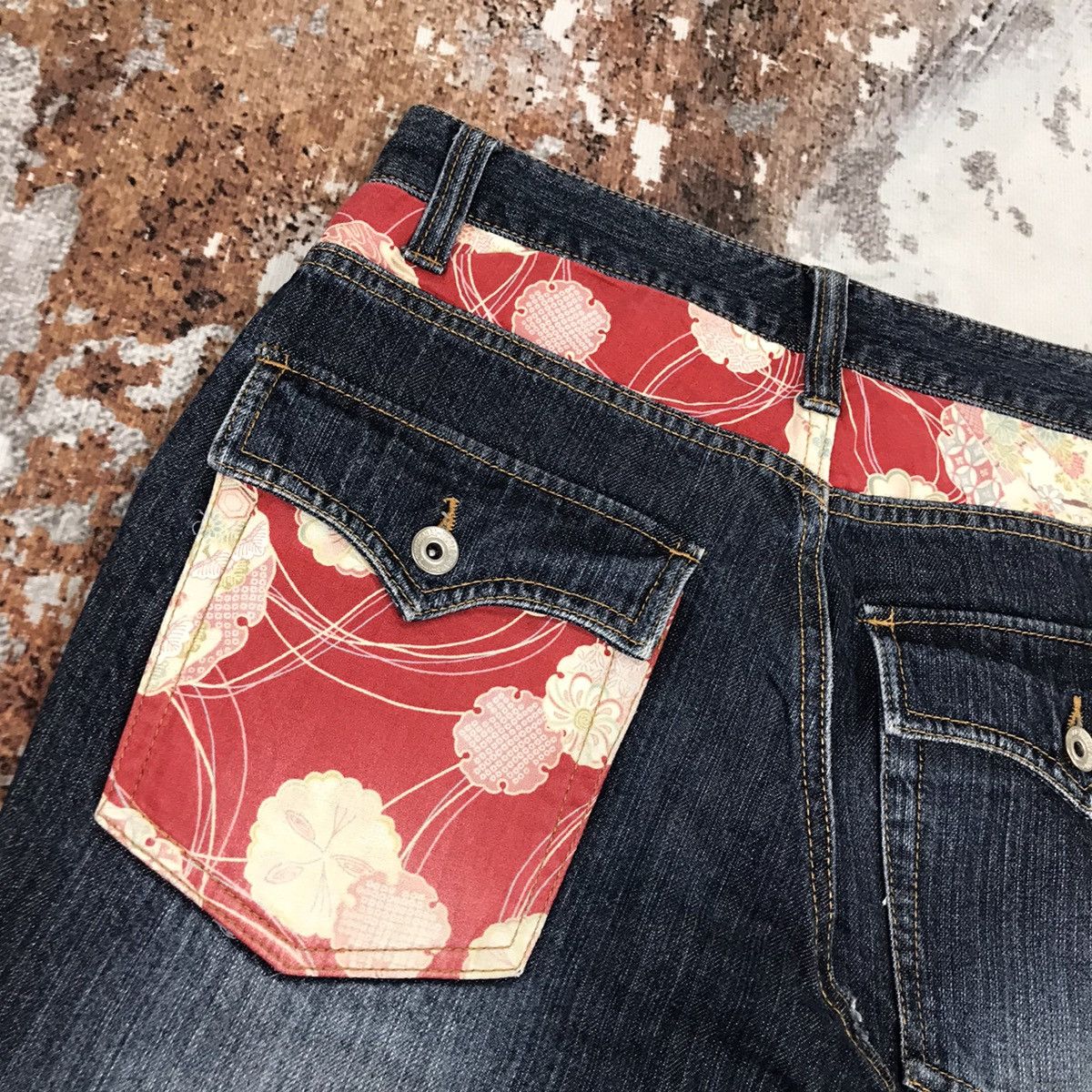 Designer × Japanese Brand × Vintage Japanese Nylaus Flowel Design Jeans Size 29" - 3 Thumbnail