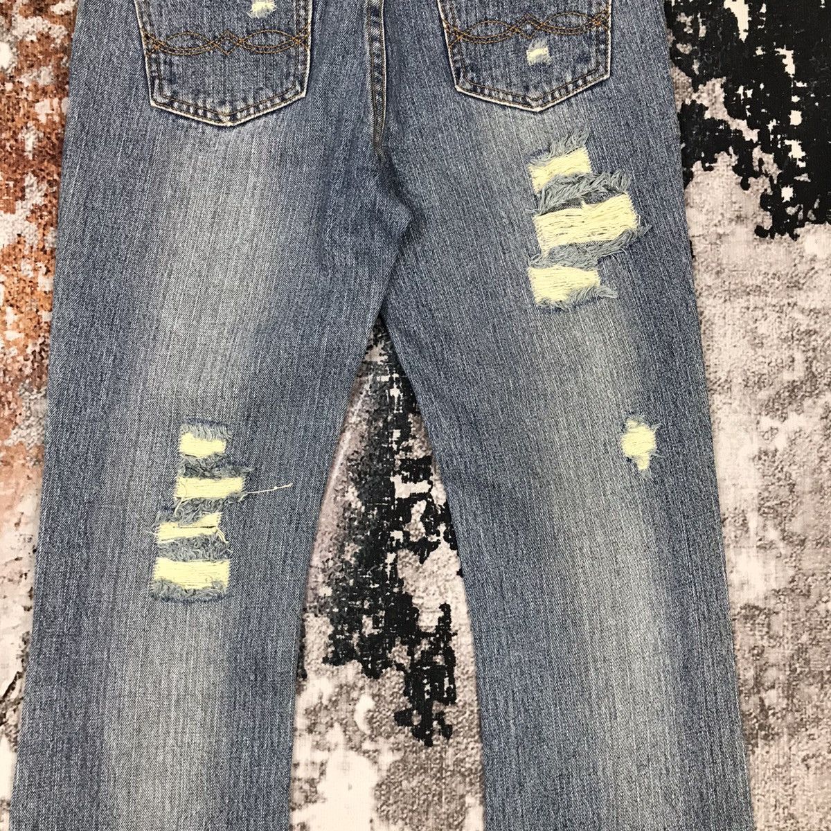 Japanese Brand × Vintage Japanese Flamingo Girls Flare Light Wash Distressed Jeans Size 29" - 8 Thumbnail