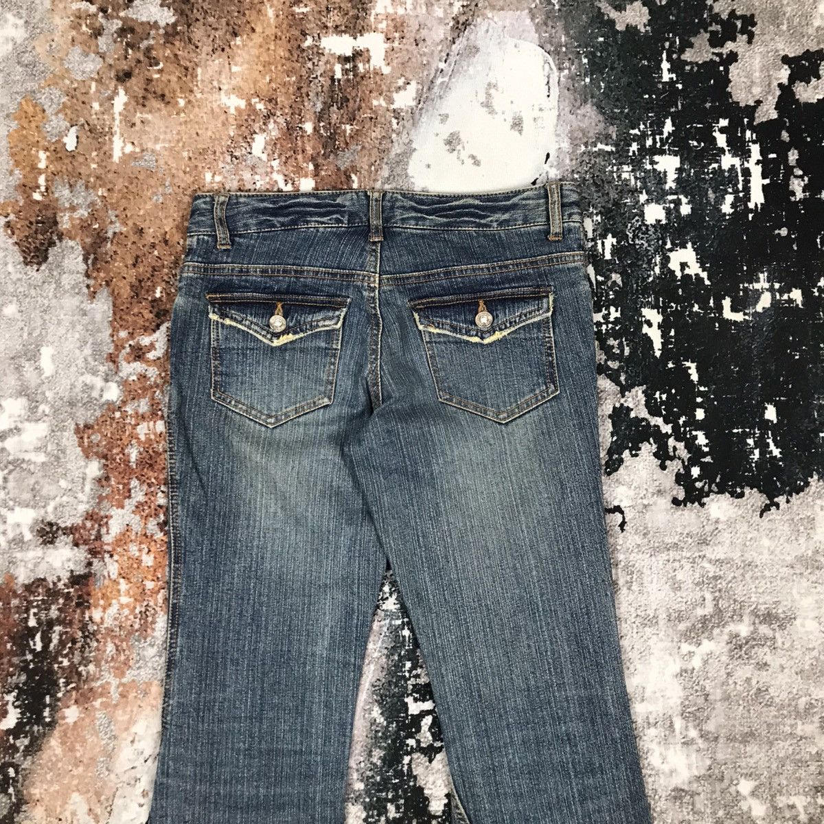 Designer × Japanese Brand × Vintage Vintage Japanese Flare Pure Lady Dirty Design Jeans Size 29" - 7 Thumbnail