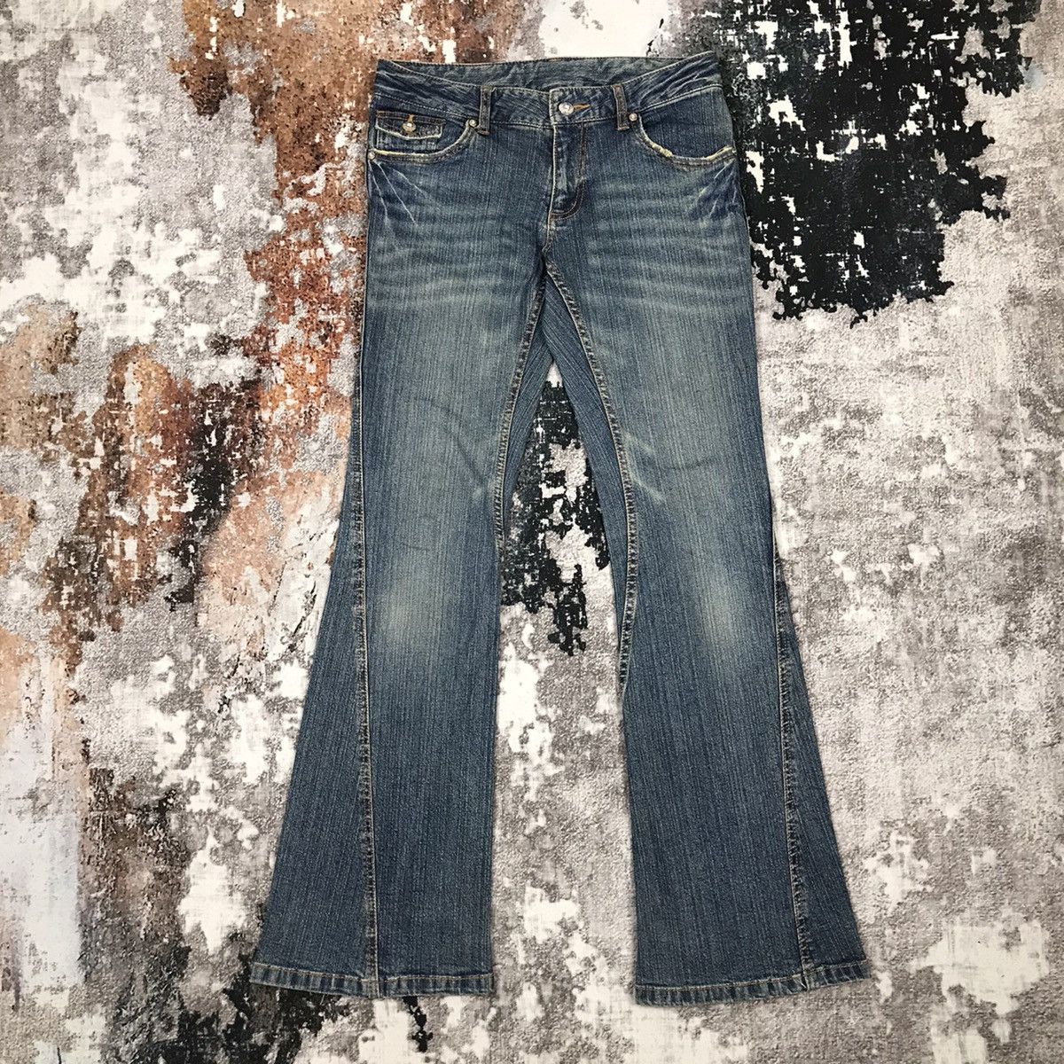 Designer × Japanese Brand × Vintage Vintage Japanese Flare Pure Lady Dirty Design Jeans Size 29" - 1 Thumbnail