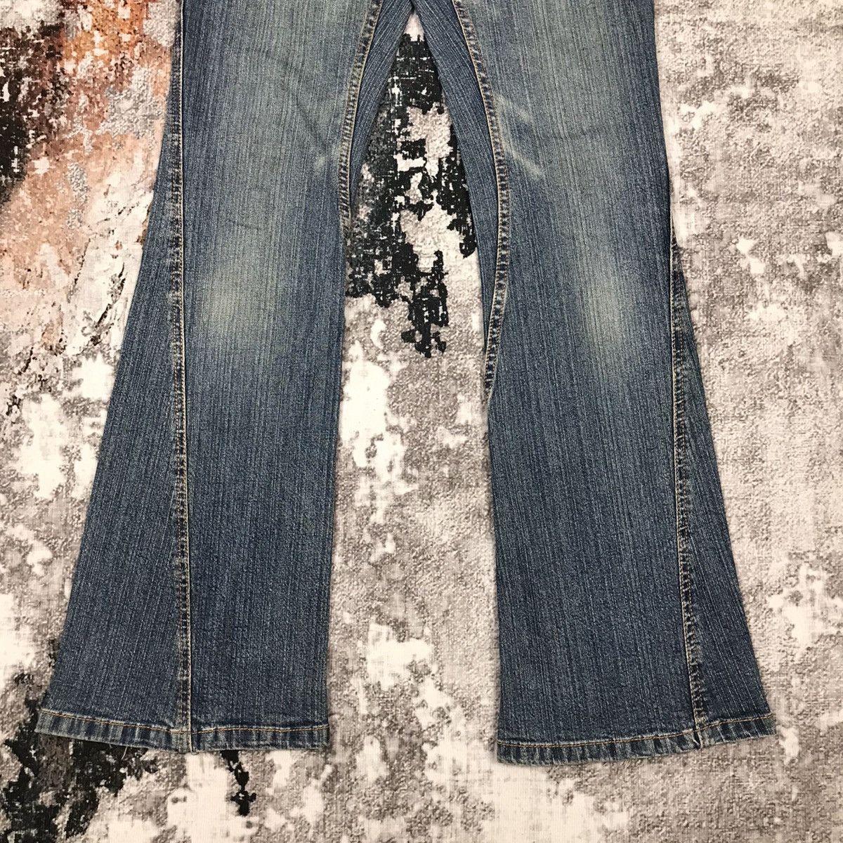 Designer × Japanese Brand × Vintage Vintage Japanese Flare Pure Lady Dirty Design Jeans Size 29" - 4 Thumbnail