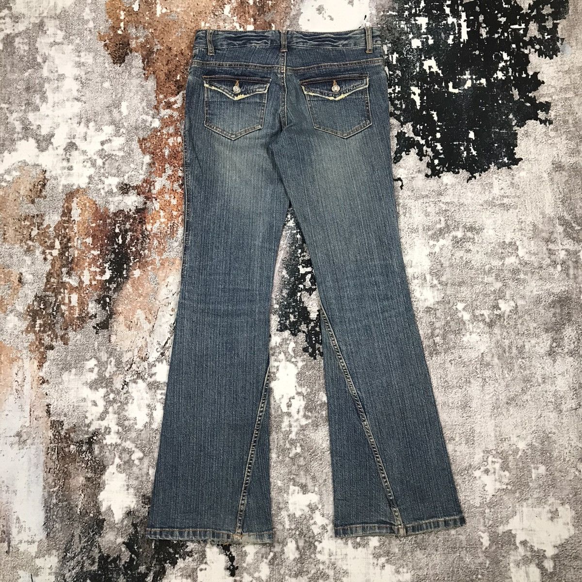 Designer × Japanese Brand × Vintage Vintage Japanese Flare Pure Lady Dirty Design Jeans Size 29" - 6 Thumbnail