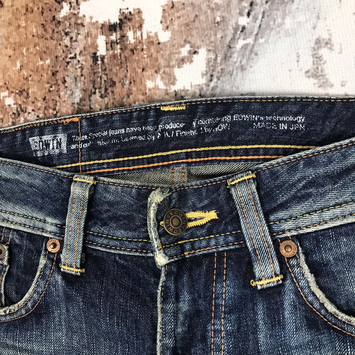 Edwin × Japanese Brand × Vintage Vintage Edwin Flare Dirty Distressed Design Light Wash Jeans Size 30" / US 8 / IT 44 - 4 Thumbnail