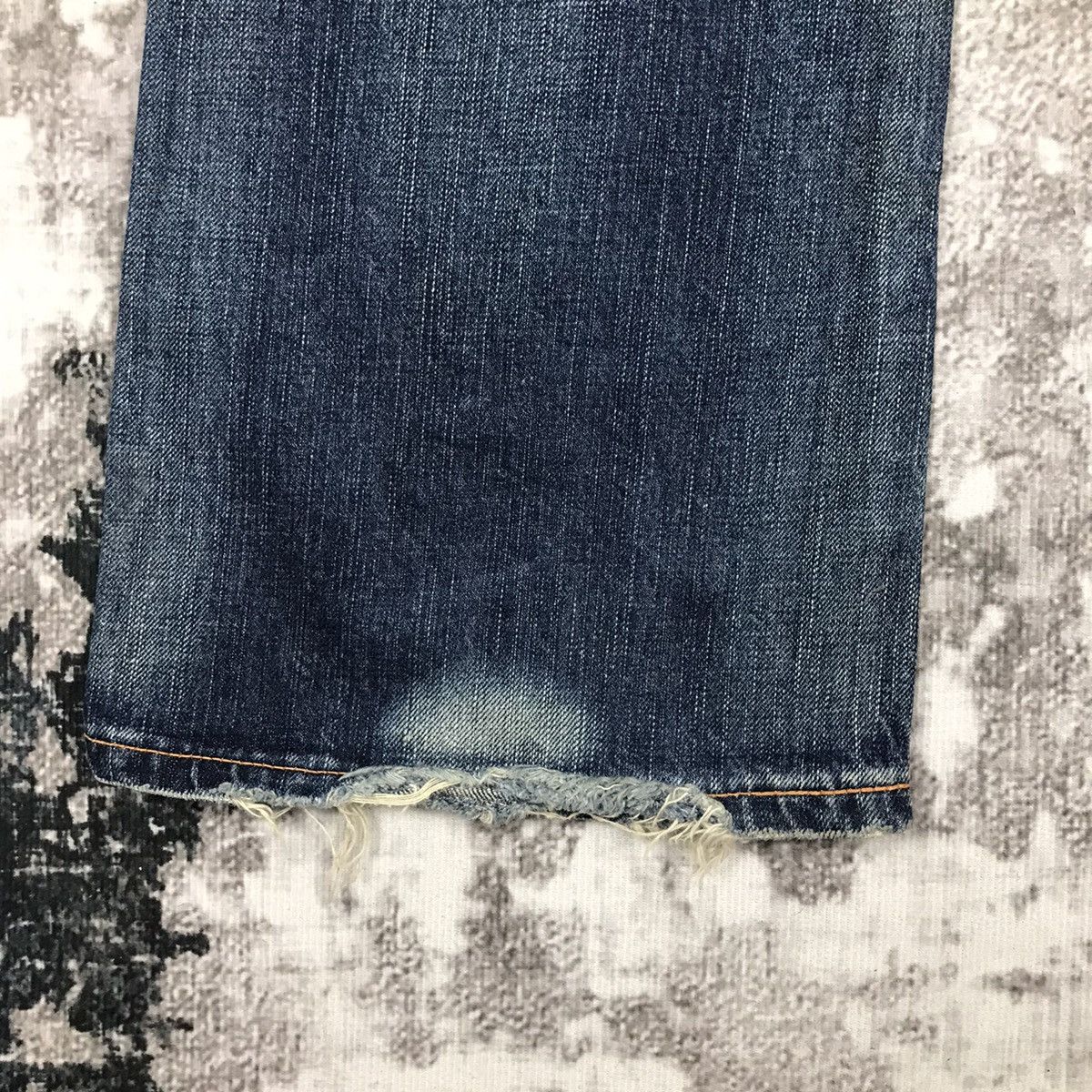 Edwin × Japanese Brand × Vintage Vintage Edwin Flare Dirty Distressed Design Light Wash Jeans Size 30" / US 8 / IT 44 - 13 Thumbnail