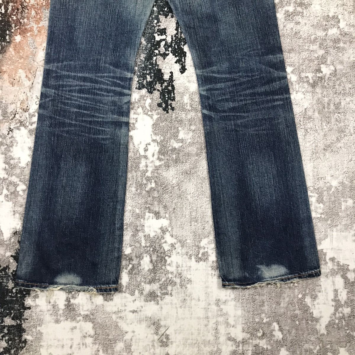 Edwin × Japanese Brand × Vintage Vintage Edwin Flare Dirty Distressed Design Light Wash Jeans Size 30" / US 8 / IT 44 - 12 Thumbnail