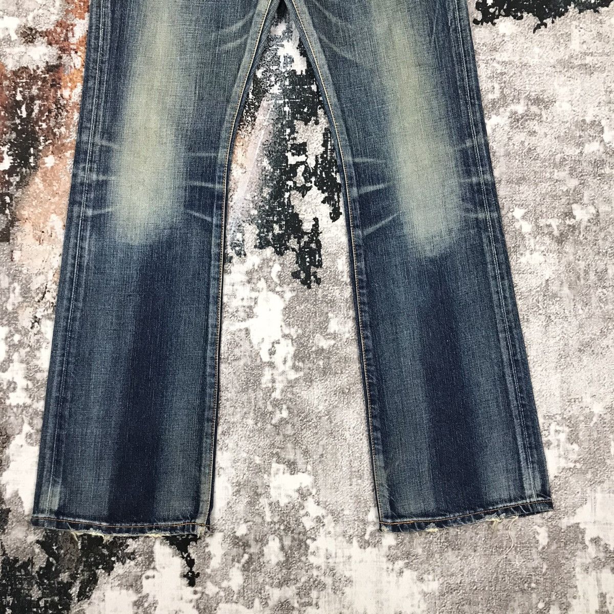 Edwin × Japanese Brand × Vintage Vintage Edwin Flare Dirty Distressed Design Light Wash Jeans Size 30" / US 8 / IT 44 - 5 Thumbnail