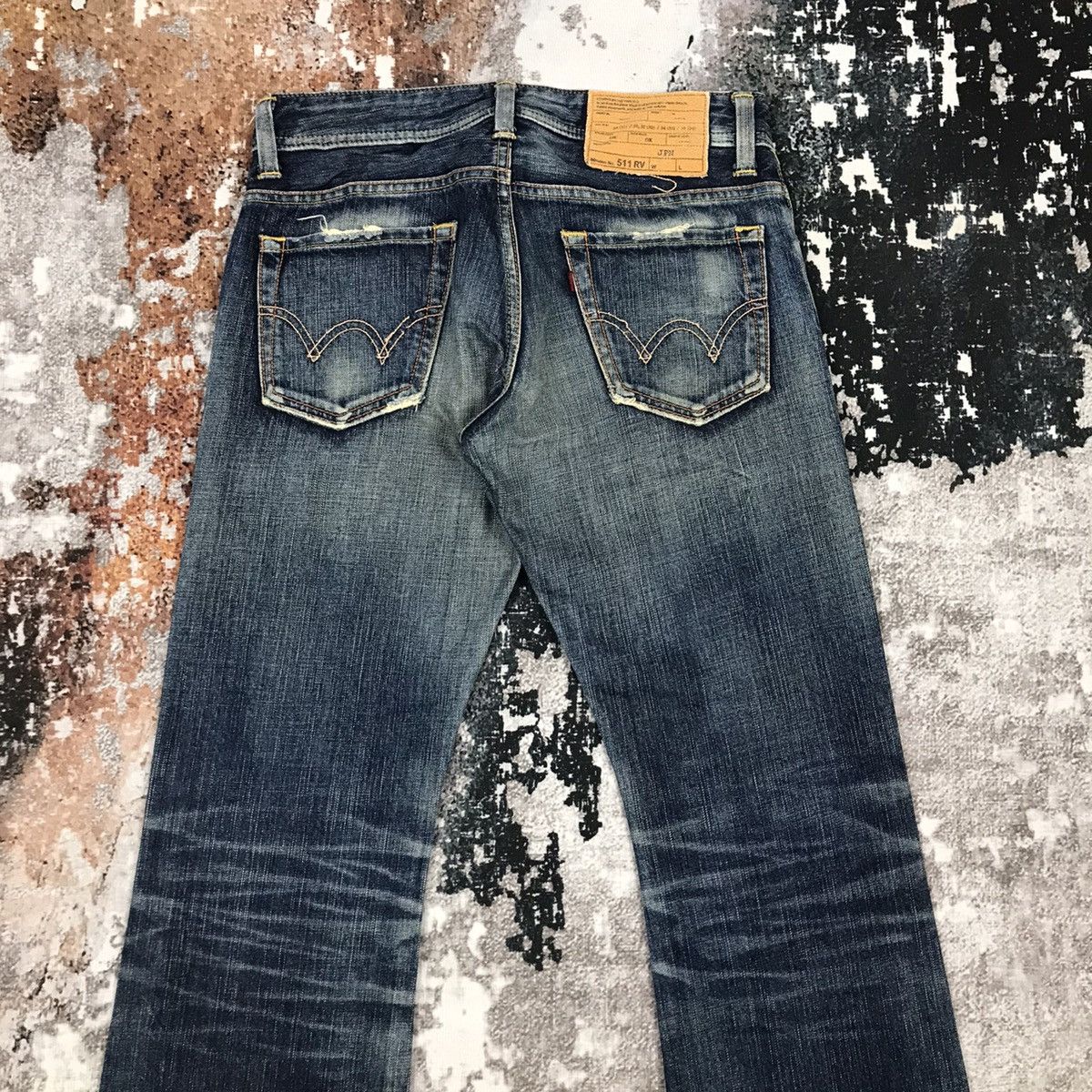 Edwin × Japanese Brand × Vintage Vintage Edwin Flare Dirty Distressed Design Light Wash Jeans Size 30" / US 8 / IT 44 - 9 Thumbnail