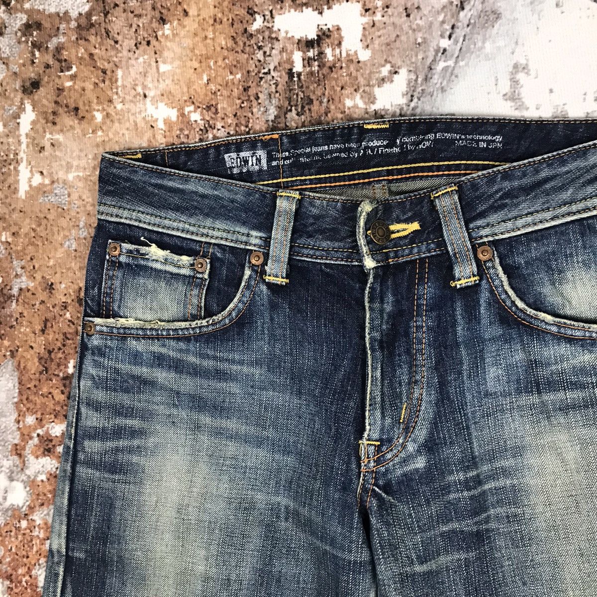 Edwin × Japanese Brand × Vintage Vintage Edwin Flare Dirty Distressed Design Light Wash Jeans Size 30" / US 8 / IT 44 - 3 Thumbnail