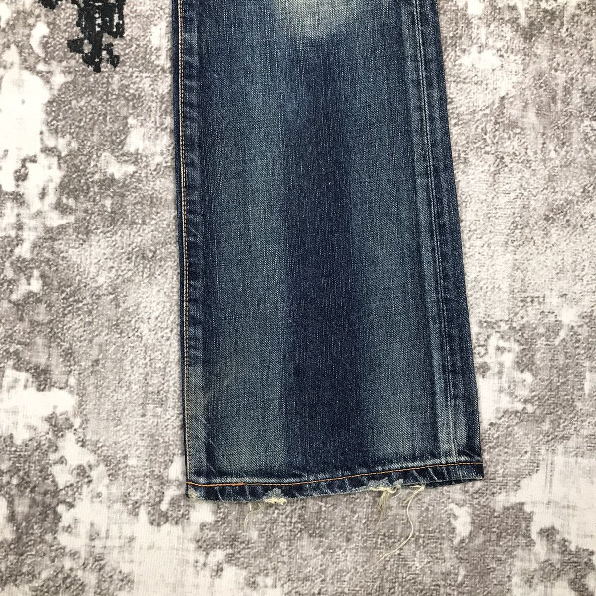 Edwin × Japanese Brand × Vintage Vintage Edwin Flare Dirty Distressed Design Light Wash Jeans Size 30" / US 8 / IT 44 - 7 Thumbnail