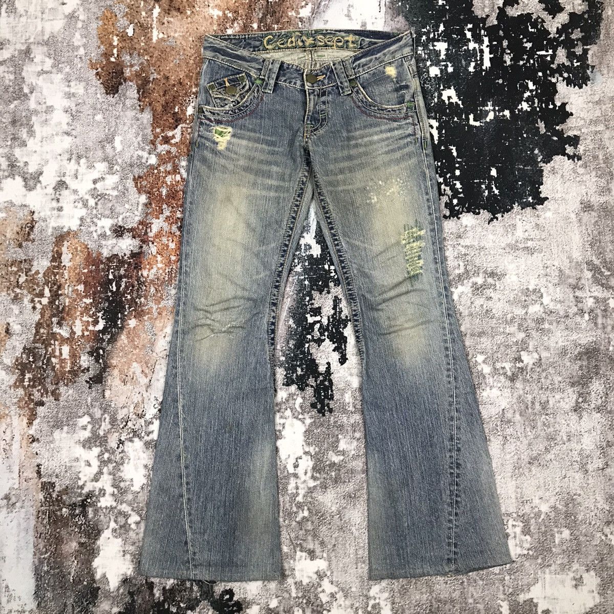 Japanese Brand × Vintage Vintage Japanese Flare Cedixsept Embroidery Design Jeans Size 31" - 8 Thumbnail
