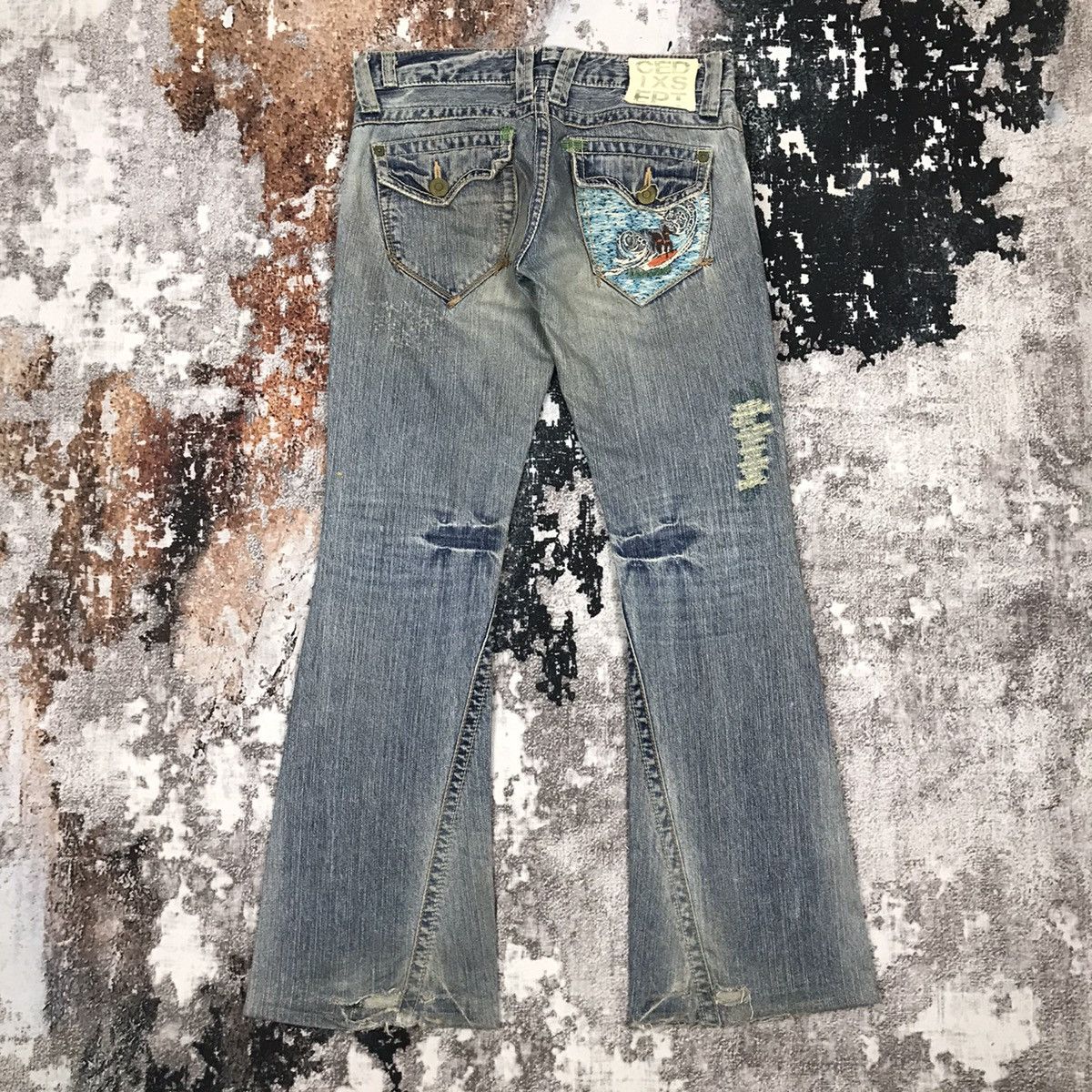 Japanese Brand × Vintage Vintage Japanese Flare Cedixsept Embroidery Design Jeans Size 31" - 1 Thumbnail