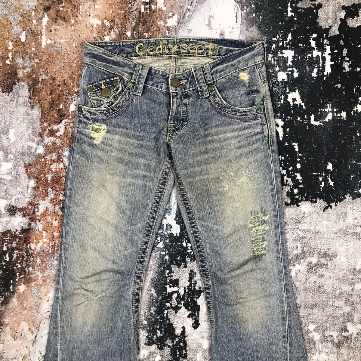 Japanese Brand × Vintage Vintage Japanese Flare Cedixsept Embroidery Design Jeans Size 31" - 9 Thumbnail