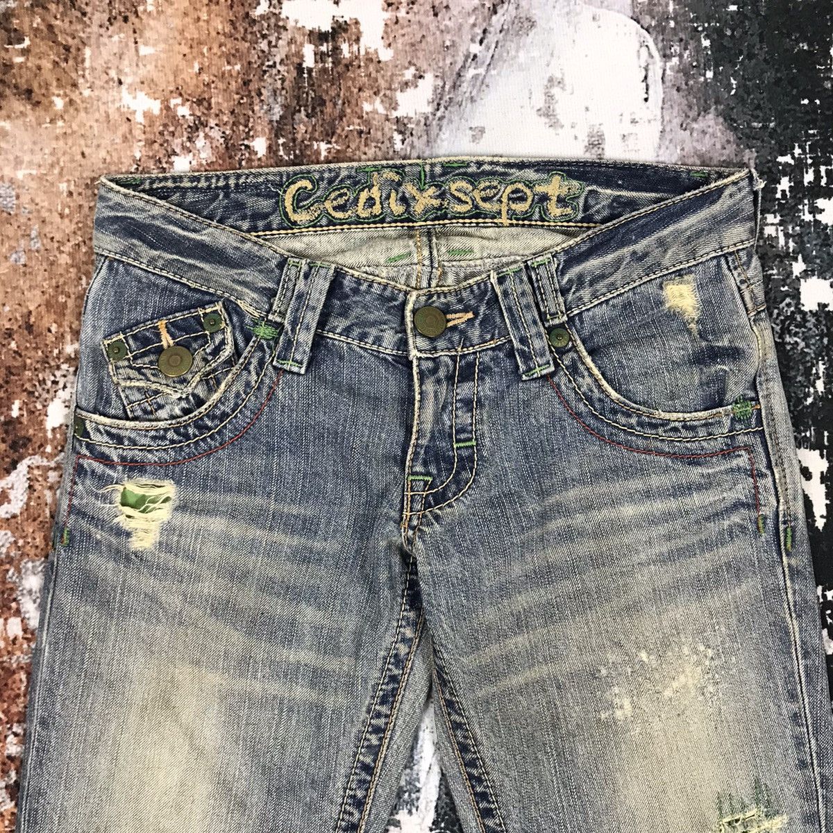 Japanese Brand × Vintage Vintage Japanese Flare Cedixsept Embroidery Design Jeans Size 31" - 10 Thumbnail