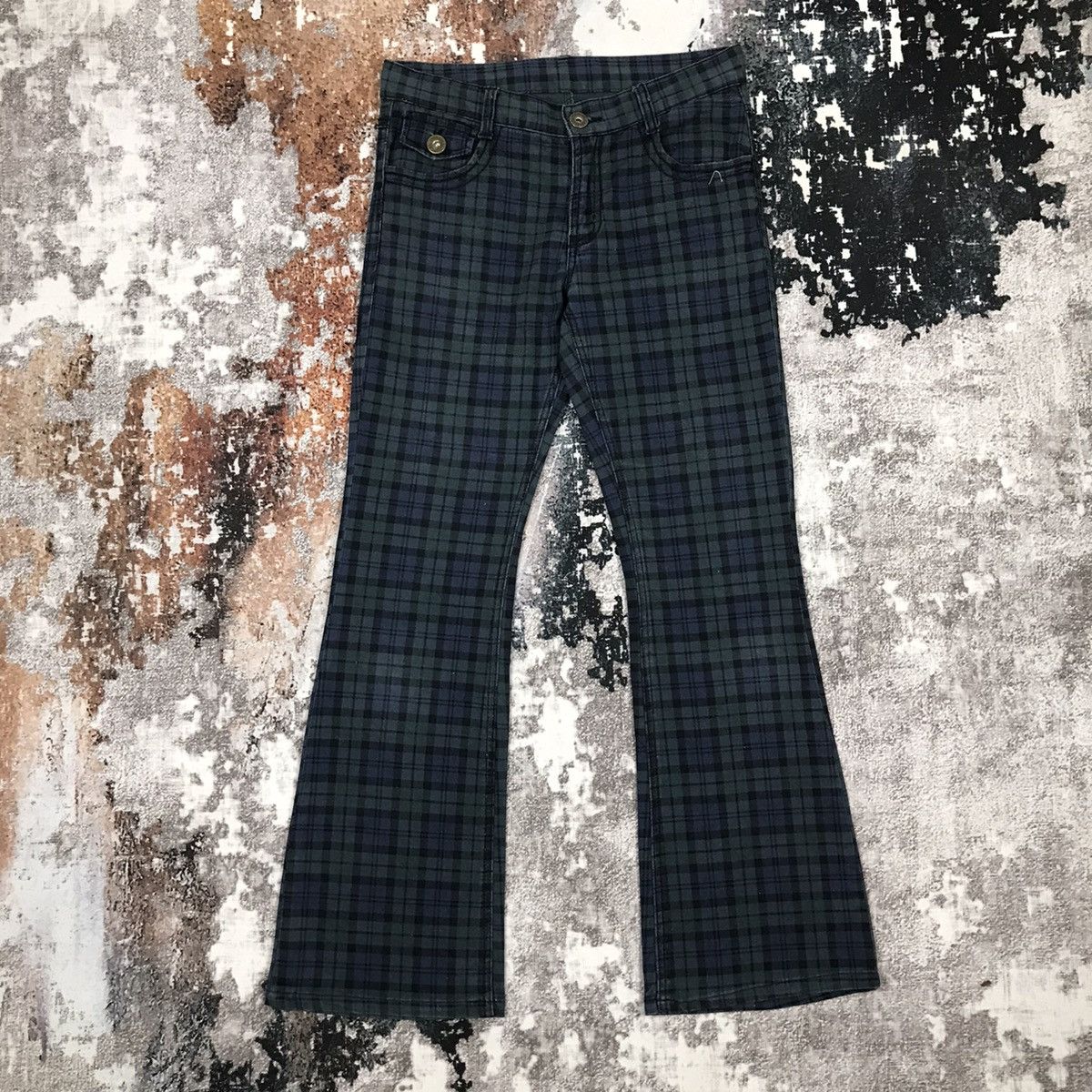 Japanese Brand × Vintage Vintage Japanese Brand Flare Checkered Zipper Pocket Pants Size 29" - 5 Thumbnail