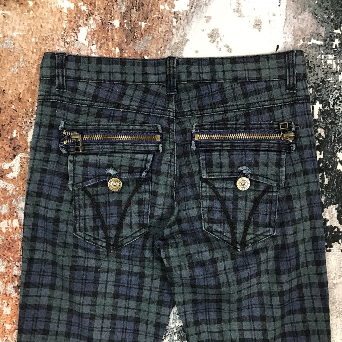 Japanese Brand × Vintage Vintage Japanese Brand Flare Checkered Zipper Pocket Pants Size 29" - 3 Thumbnail