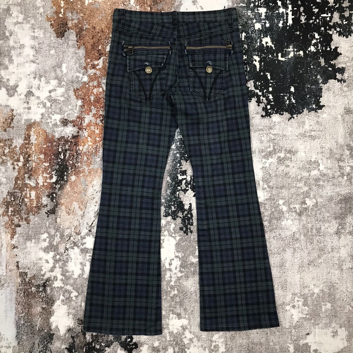 Japanese Brand × Vintage Vintage Japanese Brand Flare Checkered Zipper Pocket Pants Size 29" - 1 Thumbnail