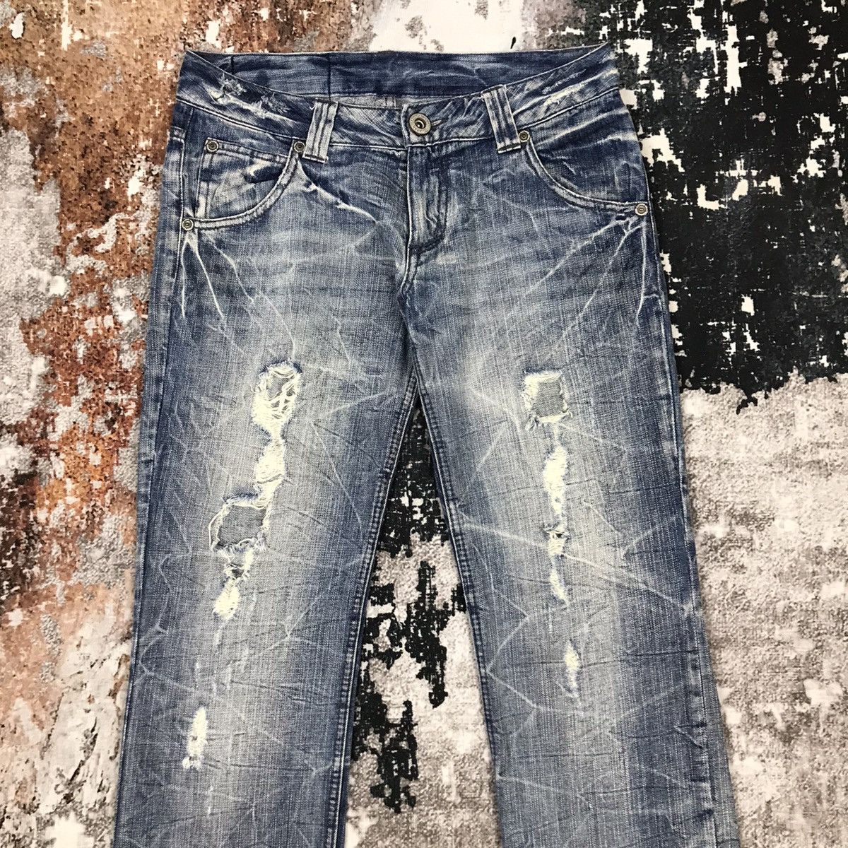 Japanese Brand × Vintage Vintage Japanese Insane Distressed Design Jeans Size 30" / US 8 / IT 44 - 2 Thumbnail