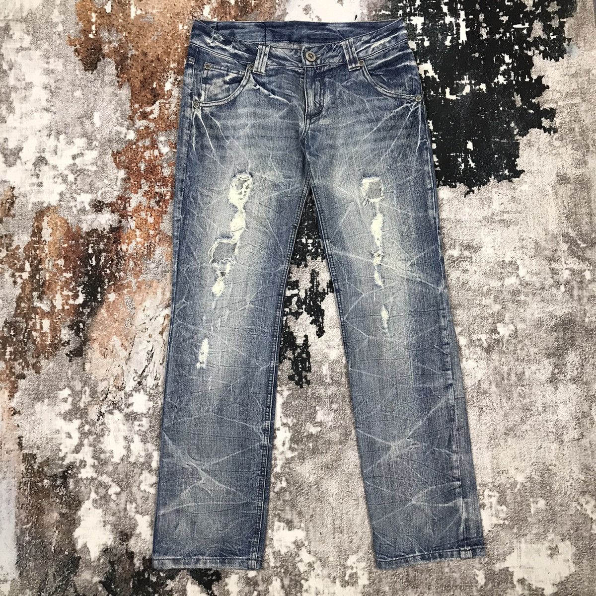 Japanese Brand × Vintage Vintage Japanese Insane Distressed Design Jeans Size 30" / US 8 / IT 44 - 1 Thumbnail