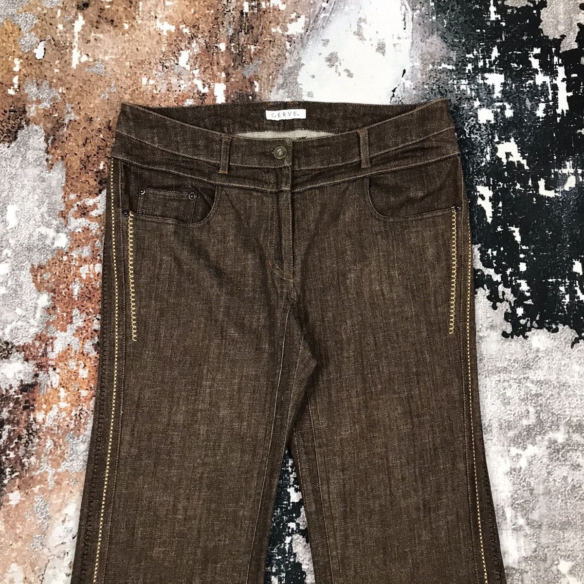 Japanese Brand × Vintage Vintage Japanese Flare Gerve Lace Line Design Jeans Size 32" / US 10 / IT 46 - 2 Thumbnail