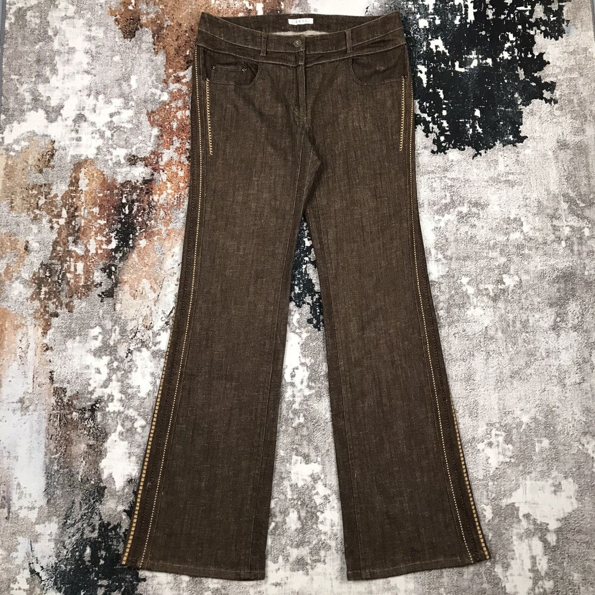 Japanese Brand × Vintage Vintage Japanese Flare Gerve Lace Line Design Jeans Size 32" / US 10 / IT 46 - 1 Thumbnail