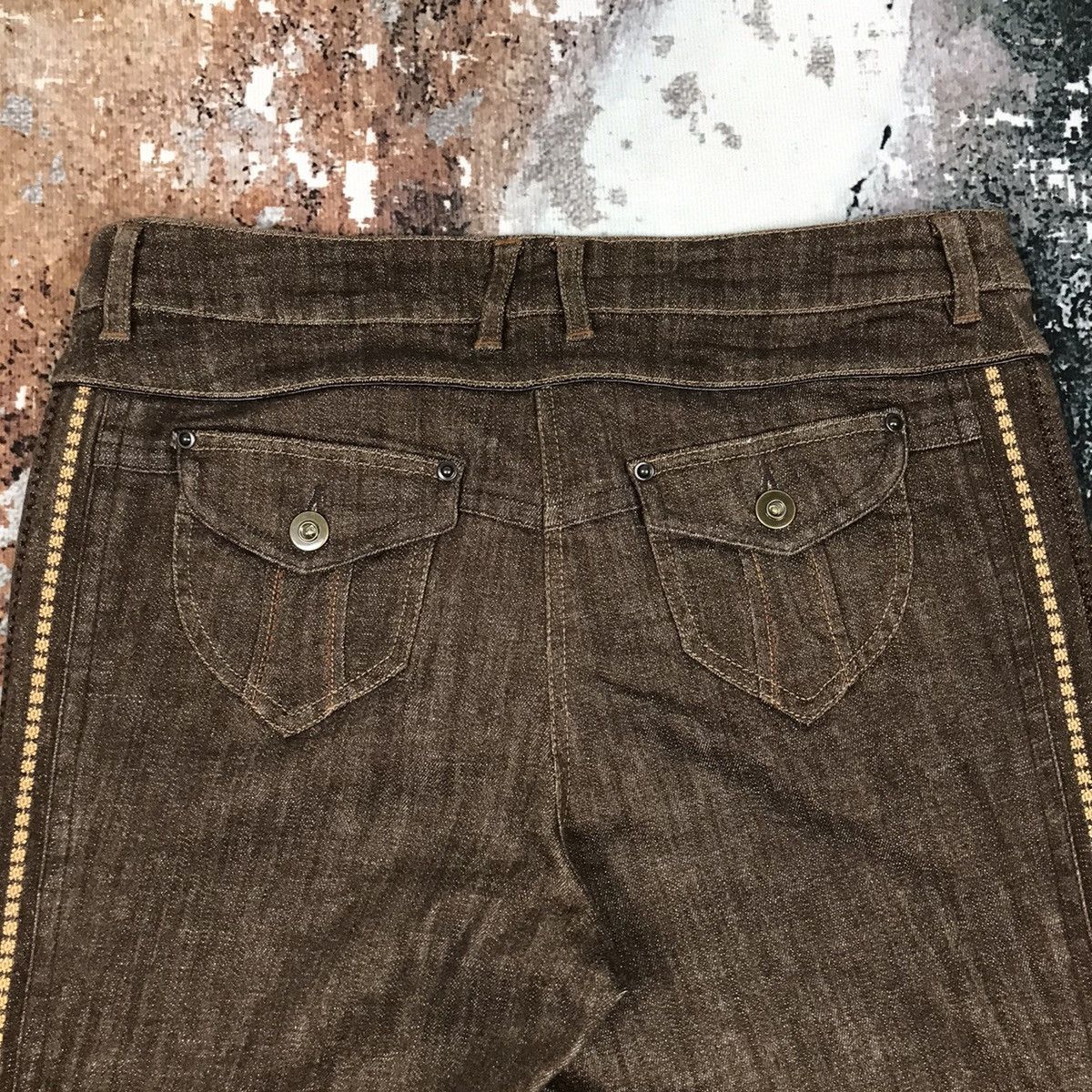 Japanese Brand × Vintage Vintage Japanese Flare Gerve Lace Line Design Jeans Size 32" / US 10 / IT 46 - 7 Thumbnail
