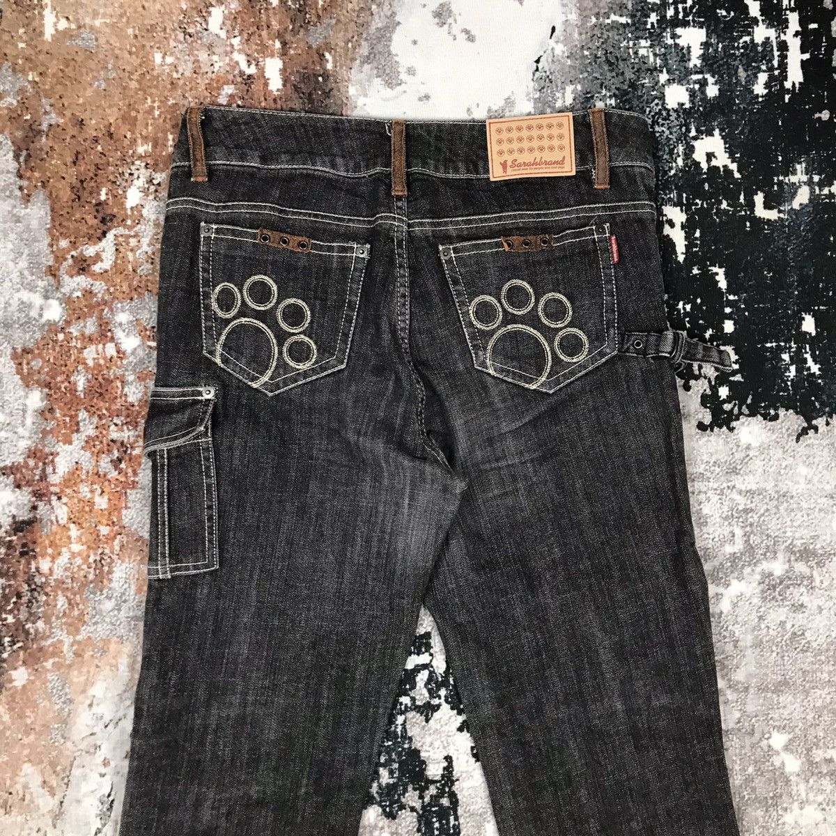 Japanese Brand × Vintage Vintage Japanese Flare Sarahbrand Dog Paws Bondage Jeans Size 31" - 7 Thumbnail