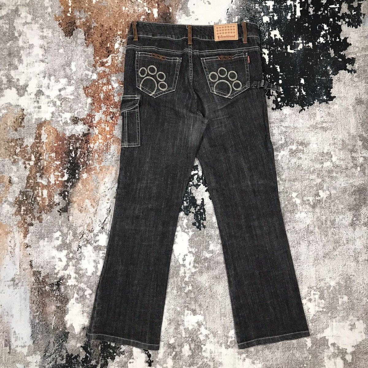 Japanese Brand × Vintage Vintage Japanese Flare Sarahbrand Dog Paws Bondage Jeans Size 31" - 6 Thumbnail