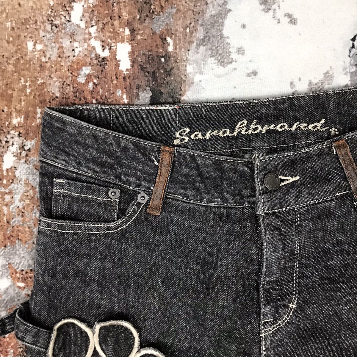 Japanese Brand × Vintage Vintage Japanese Flare Sarahbrand Dog Paws Bondage Jeans Size 31" - 4 Thumbnail