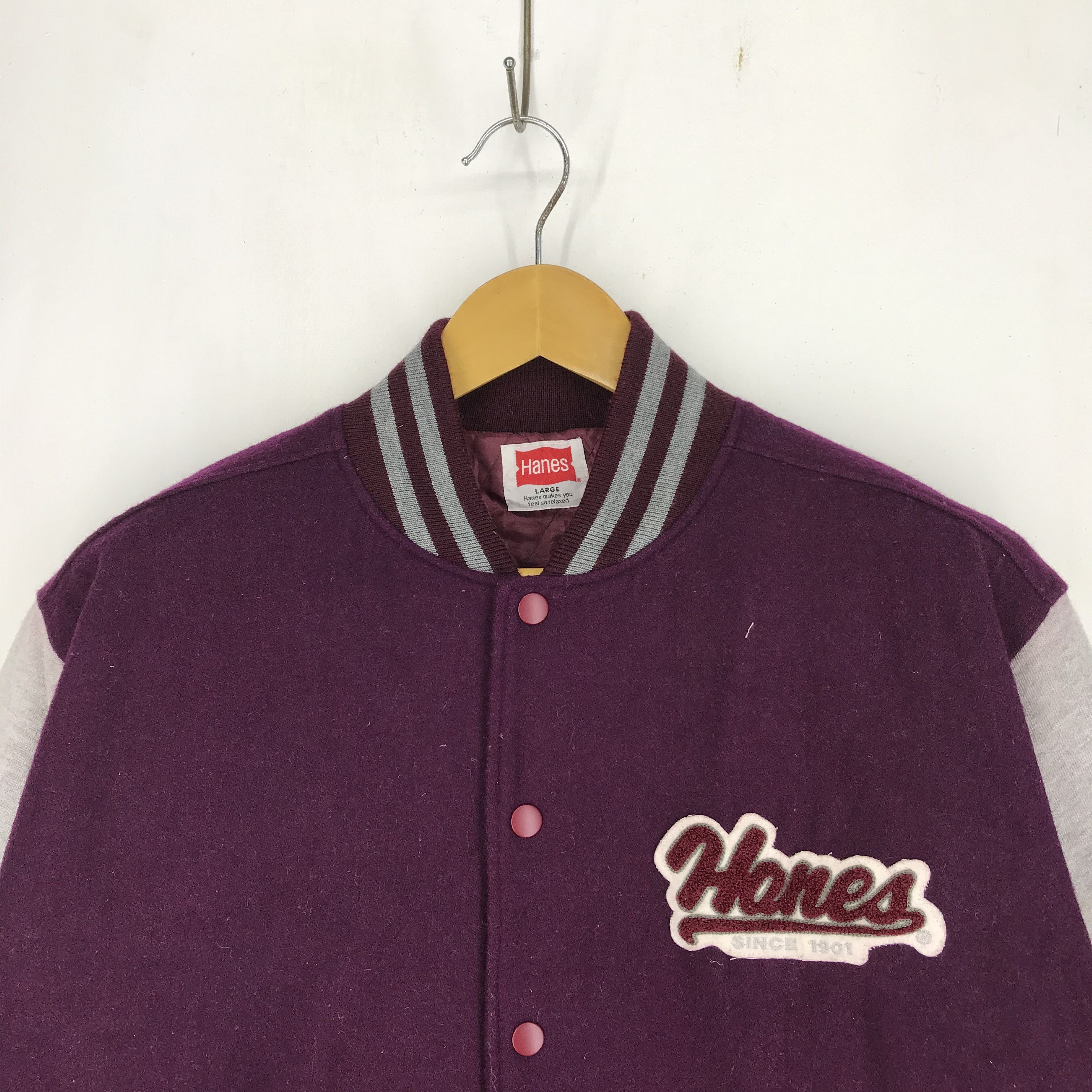 Hanes HANES Button Down Varsity Jacket #2439-85 Size US L / EU 52-54 / 3 - 4 Thumbnail