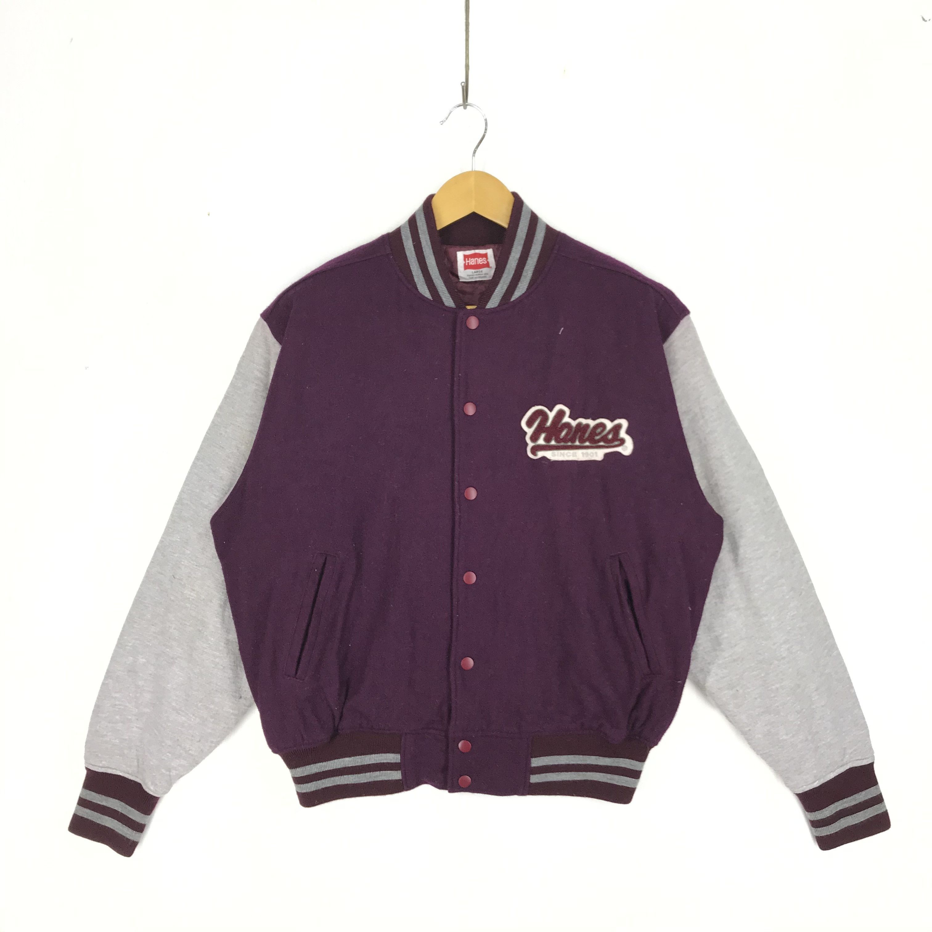 Hanes HANES Button Down Varsity Jacket #2439-85 Size US L / EU 52-54 / 3 - 3 Thumbnail