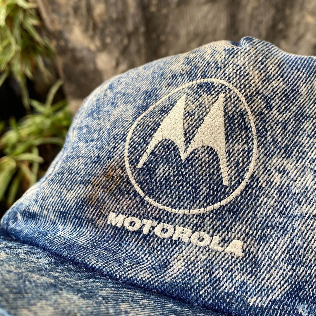 Japanese Brand Vintage Motorola Logo Embroidered Denim Acid Wash Hats Size ONE SIZE - 2 Thumbnail